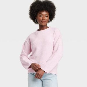 Women's Oversized Crewneck Pullover Sweater - Universal Thread™ Pink XS